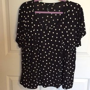 H&M black dots short sleeve blouse medium large